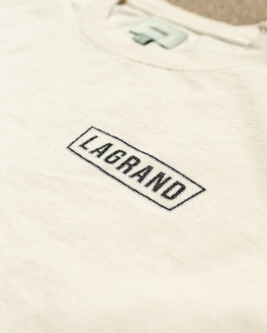 LAGRAND chest logo detail on Ivory cotton jersey Station Tee